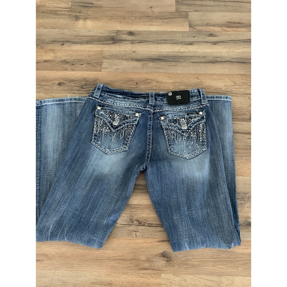 Miss Me Easy Boot Cut Embellished Rhinestone Sequins Rodeo Womens 30 Jeans
